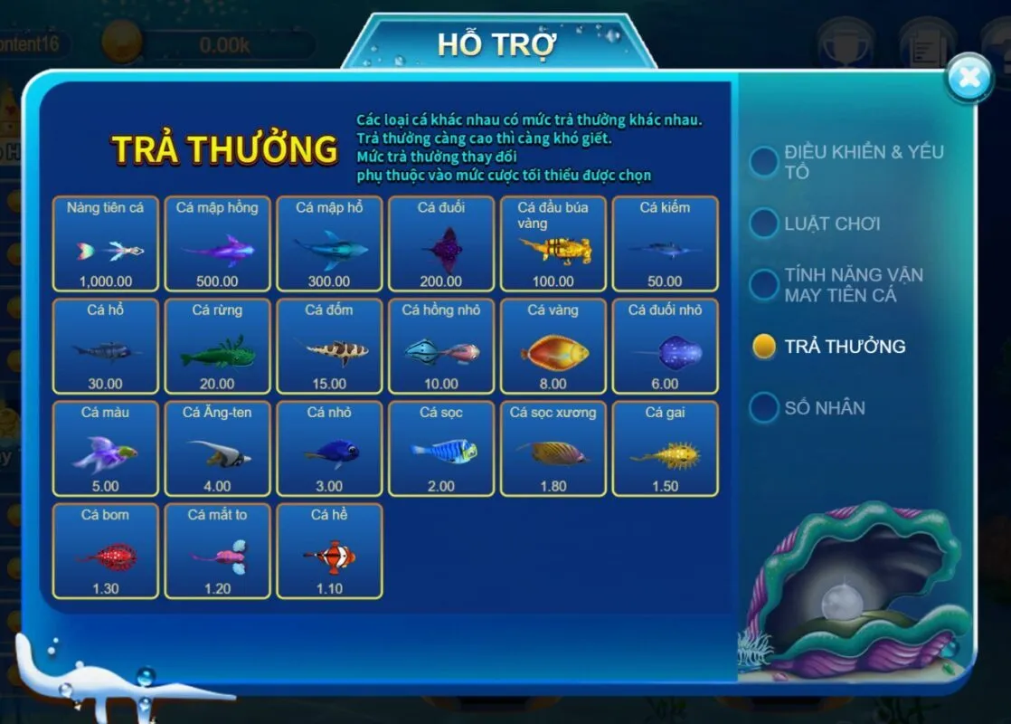 3 Gods Fishing đa dạng phần thưởng